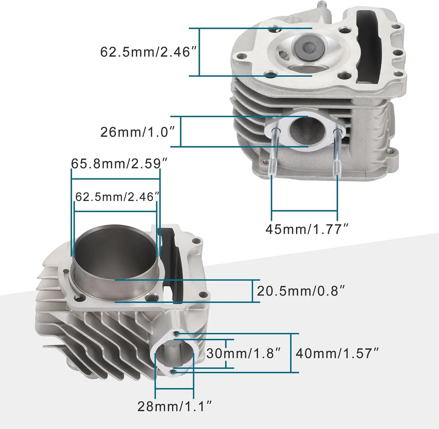 62.5mm Engine Parts Cylinder Liners Heads Piston Gasket Block Kit Replacement for GY6 180cc  250cc ATV Off-Road Vehicle Engines