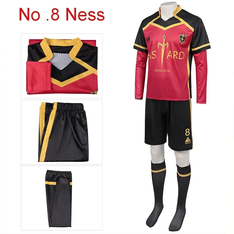 

qq 123Anime Blue Lock Косплей Костюм Красный Джерси Футболка Шорты Парик Bastard Munchen Школьная Форма Ness Kaiser Isagi Kurona Cosp