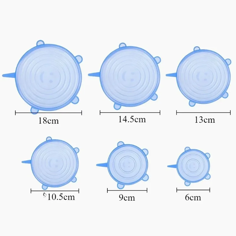 6pcs/set Smiling Face Multifunctional Fruit and Vegetable Fresh-Keeping Cover Reusable Silicone Stretch Lids for Food Bowls