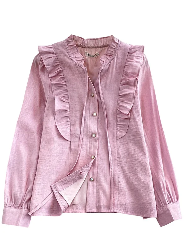 Dames décontracté Sle Protection solaire irt rond Ne lanterne Sve coupe ample Cardigan manteau doux dentelle garniture automne hiver