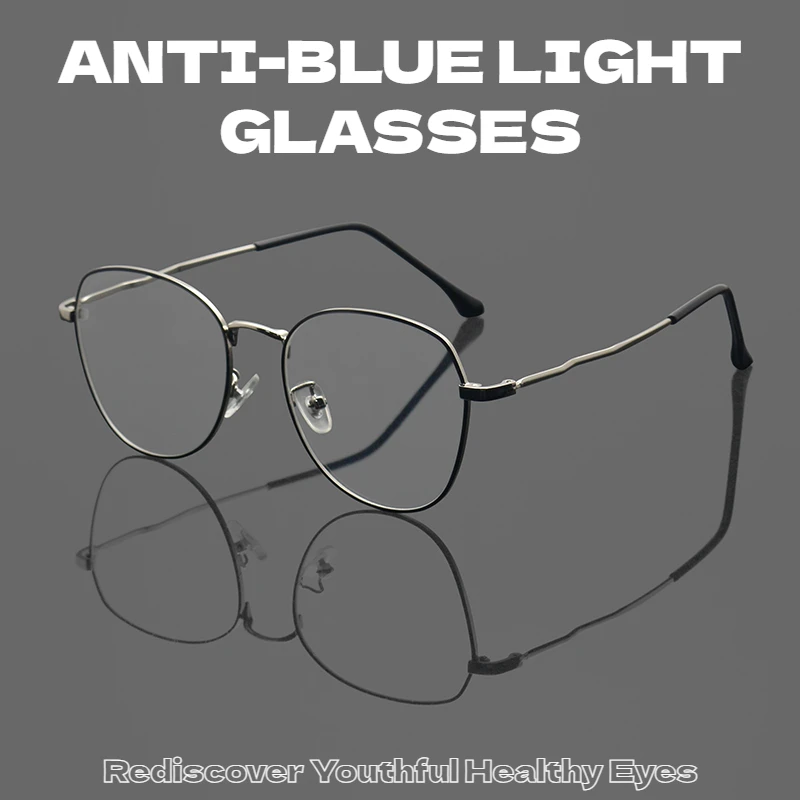 Gafas redondas de Metal antiluz azul para mujer y hombre, monturas de gafas cuadradas, gafas transparentes para ordenador, gafas de protección ocular