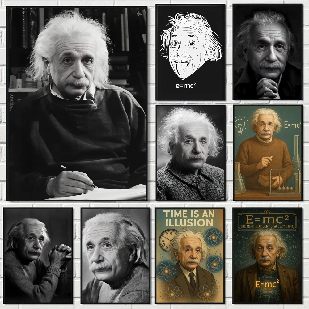 Pintura de Albert E. Einstein, Caligrafia, Imagens para Decoração de Interiores de Quarto, Pôster de Arte em Lona