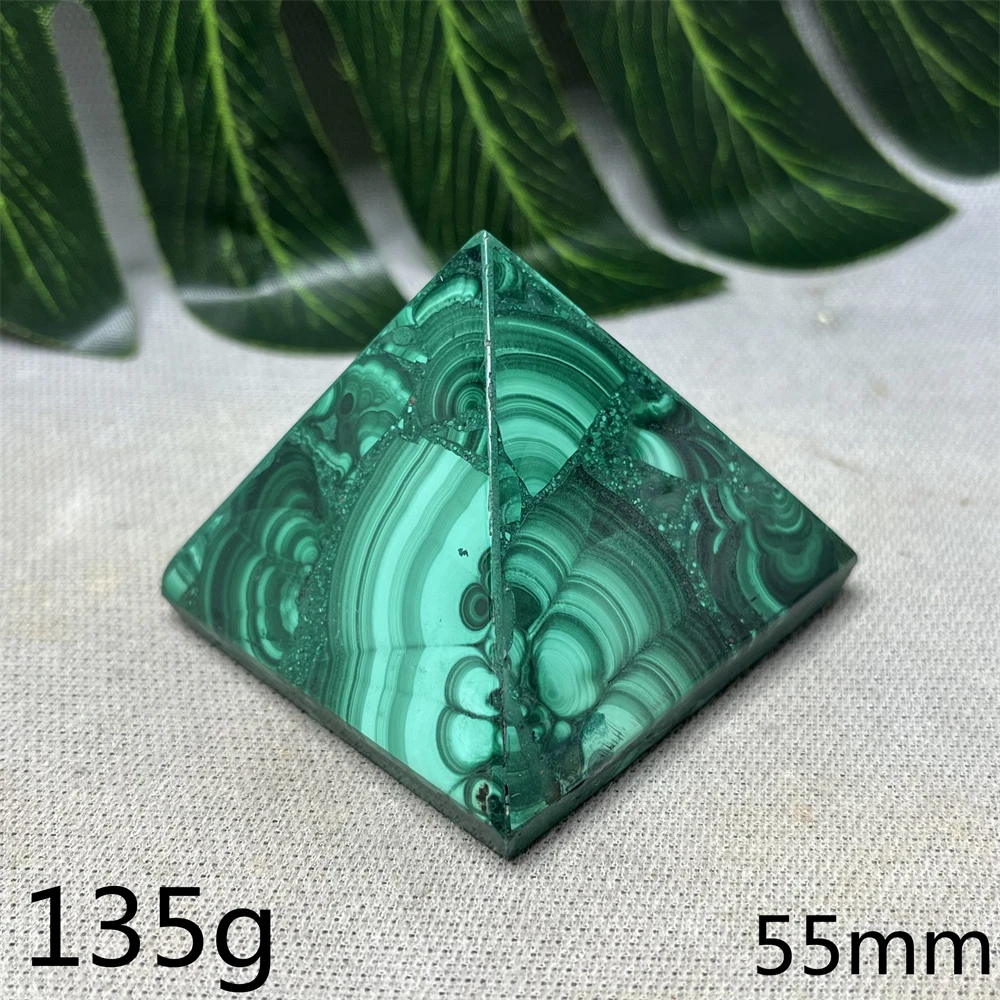 Natural Gemstone Malachite Pyramid Shape Rune Pattern Crystal Handmade Home Room Decoration Gift Witchcraft Altar Prayer