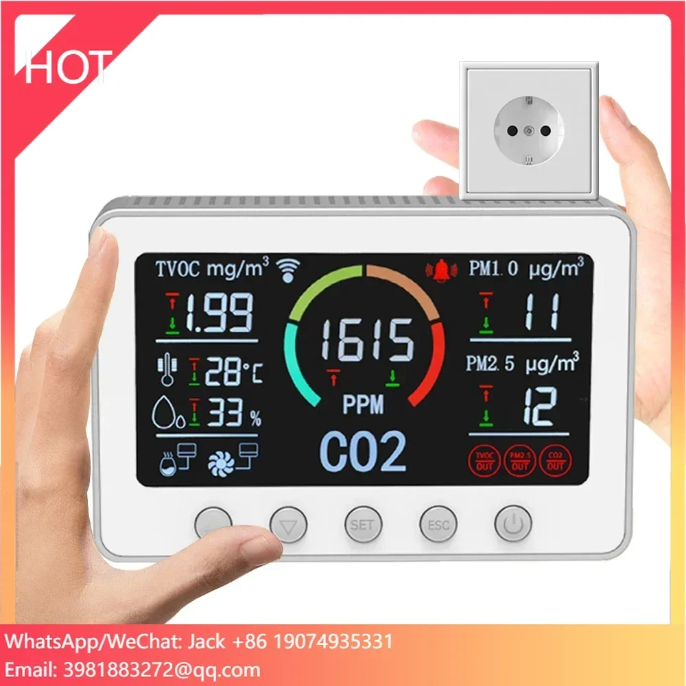 Controller intelligente IAQ e IoT PM2.5 TVOC Contatore di particelle di polvere CO2 Rilevatore multi gas Uscita RS485 e relè modbus