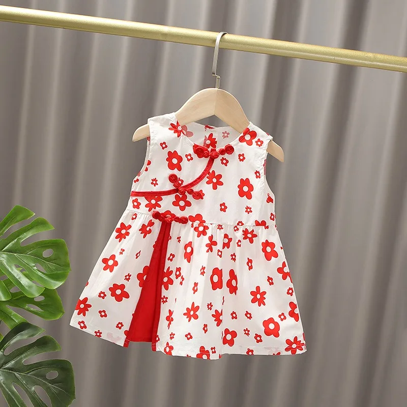 2024 New Baby Princess Dress One Year Old Children\'s Dress Summer Dress Chinese Style Qipao Girls Summer Dress