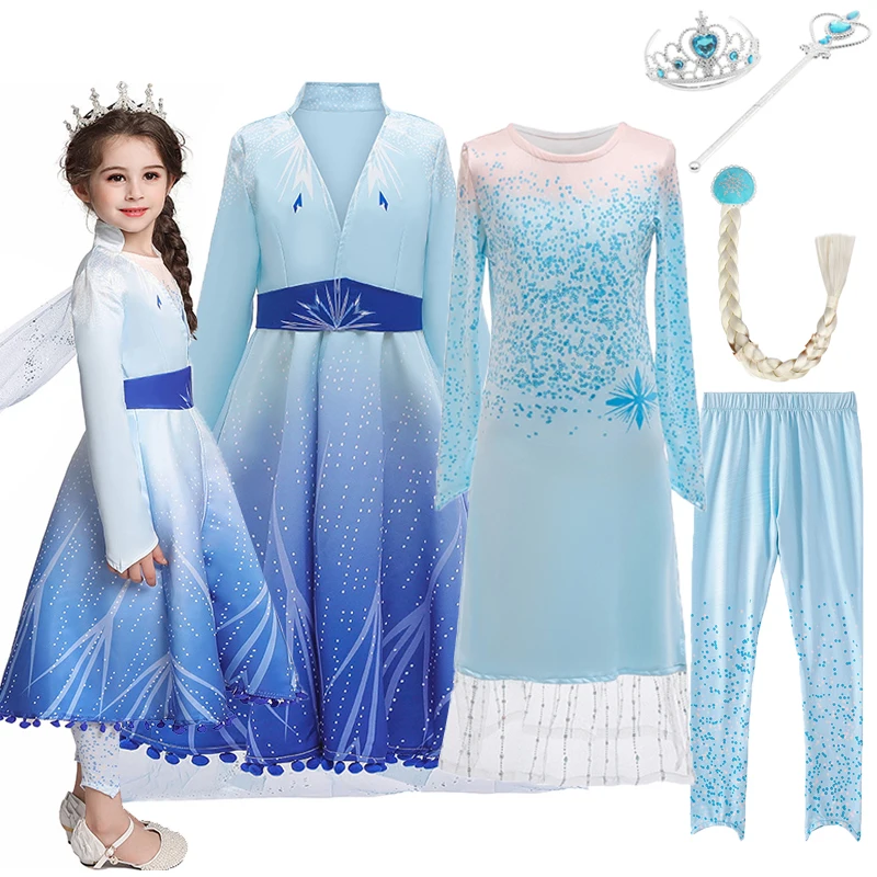 Christmas Charm Dresses For Girls Carnival Children Fantastic Princess Dress+Coat+Legging Birthday Party Costume Elsa Prom Gowns