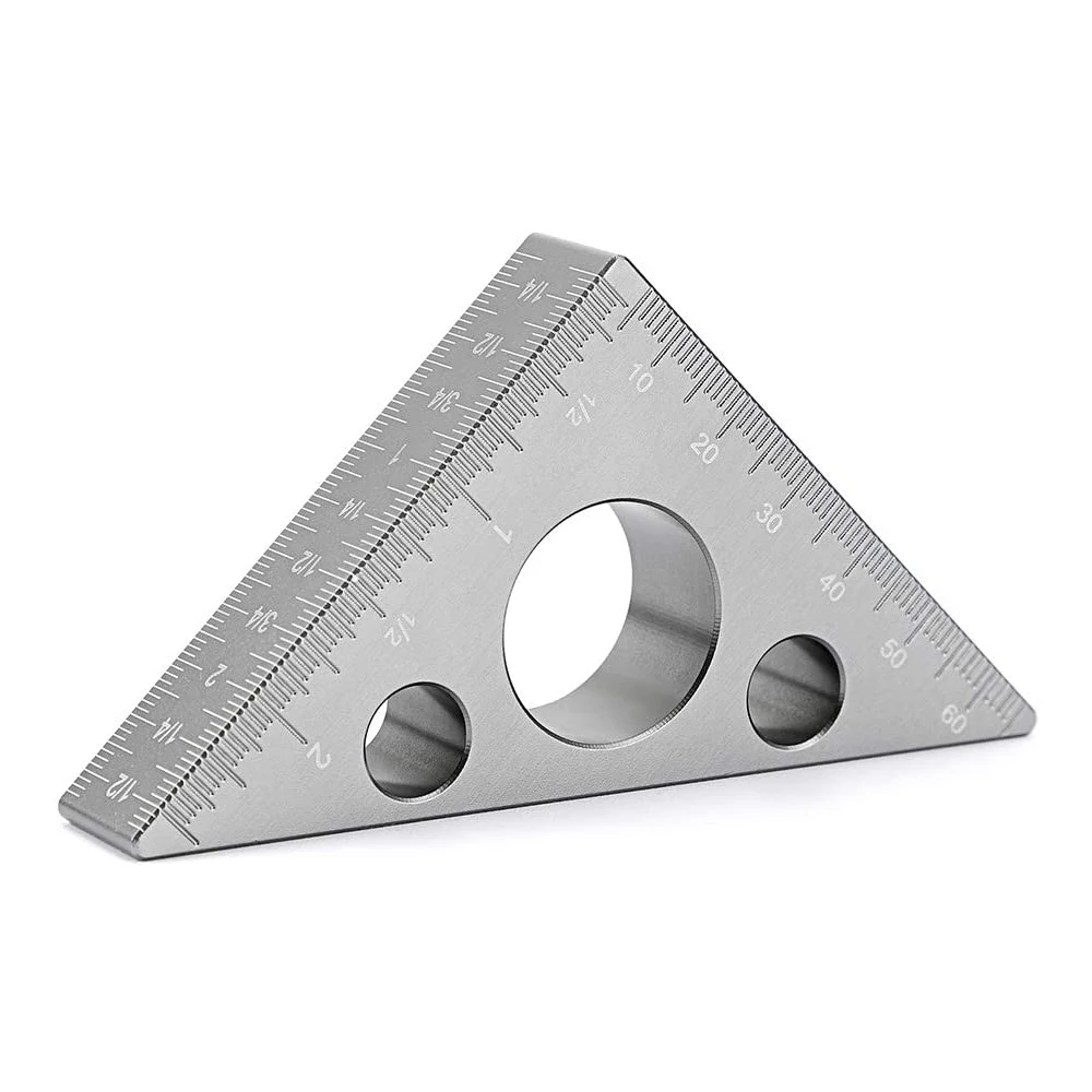 MAKLE Aluminum Alloy Right Angle Ruler Mini Pocket Square DIY Triangle Ruler Height Measuring Gauging Woodworking Tools