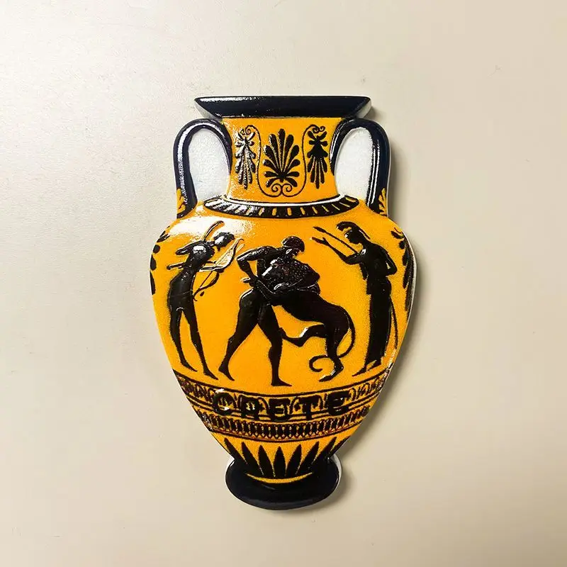 

Greek Tourist Souvenirs Creative retro Double Ear Pottery Pot Three-dimensional Decoration3dPainted Refrigerator Magnet Gift Sou