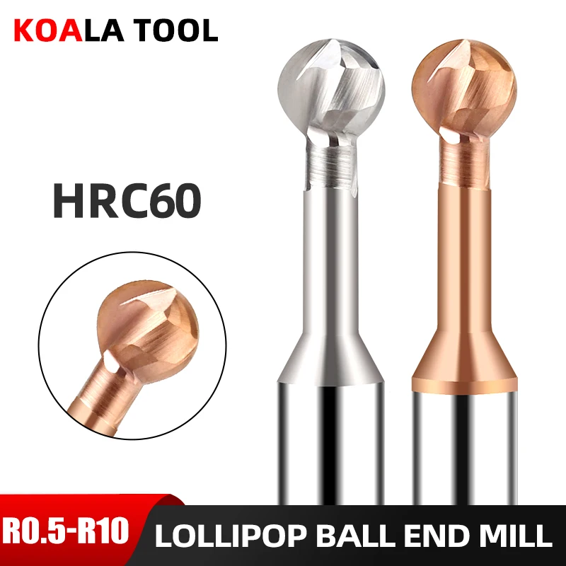 Tungsten Steel Carbide Lollipop Ball End Mill Ball T-Shaped 2-Flute Arched Arc R Milling Cutter For Aluminum/Steel Endmills Tool