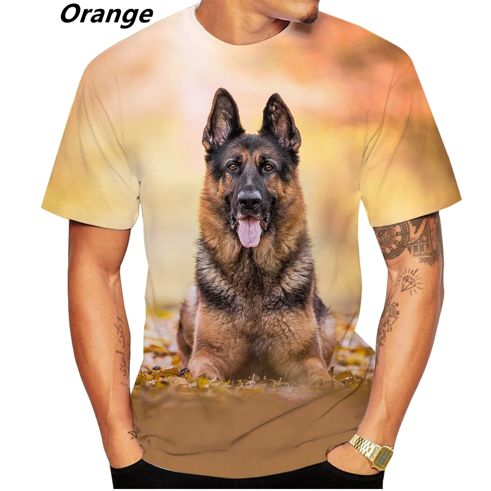 New Design Cute Pet Dog German Shepherd 3D Print T-shirt Funny Stylish Mens and Womens Casual Short Sleeves  Personality T-shirt