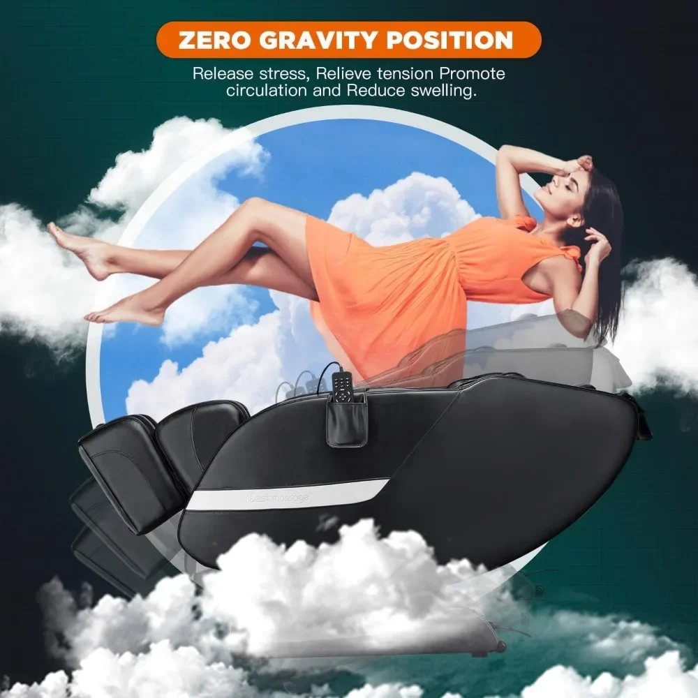 Elektrischer Shiatsu Zero Gravity Ganzkörper-Massagestuhl, Liegestuhl mit integrierter Wärmetherapie, Fußrolle, Airbag-Massagesystem