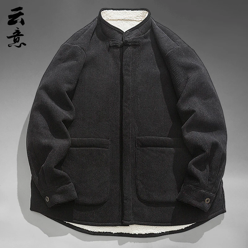 

Thiened Fce Winter Tang Suit Jaet for Men And Women Couple Sle Warm Large Size Improved Hanfu Chinese Button Jaet