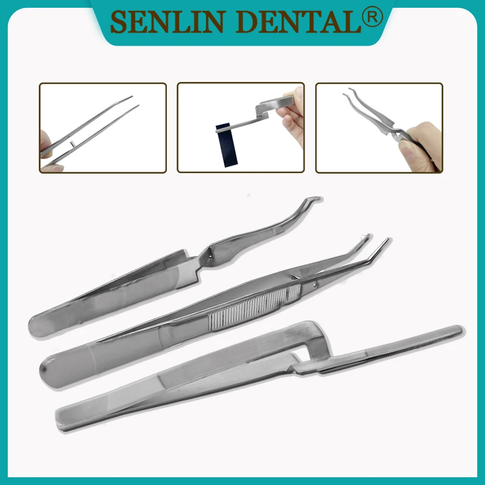 

1 шт. Зубные пинцеты для артикуляционной бумаги, прямые и изогнутые, держатели для артикуляционной бумаги, медицинский хирургический инструмент
