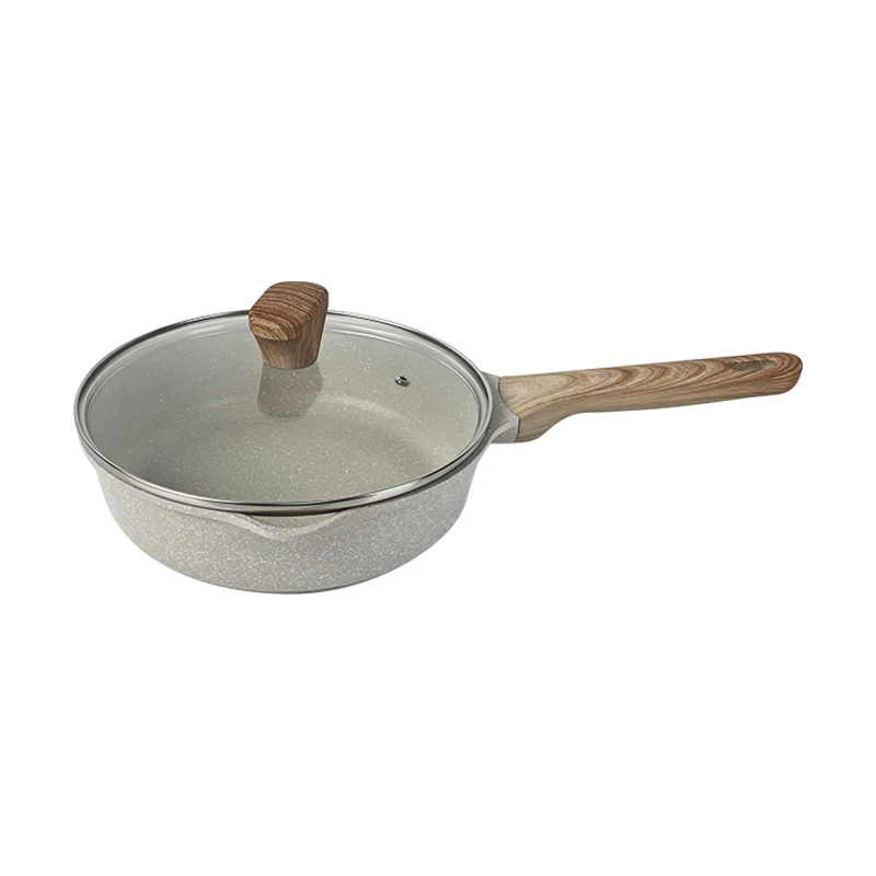 7/10/16 Stuks Oem Gegoten Aluminium Composiet Bodem Wit Marmer Non-Stick Potten En Pannen Met Houten Handvat Kookgerei Sets