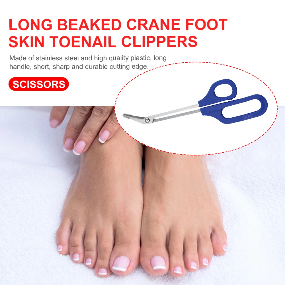 Forbici per unghie dei piedi con manico lungo, comoda impugnatura, forbici per cuticole, lame angolate, strumento per la cura delle unghie in acciaio inossidabile per uomini e donne