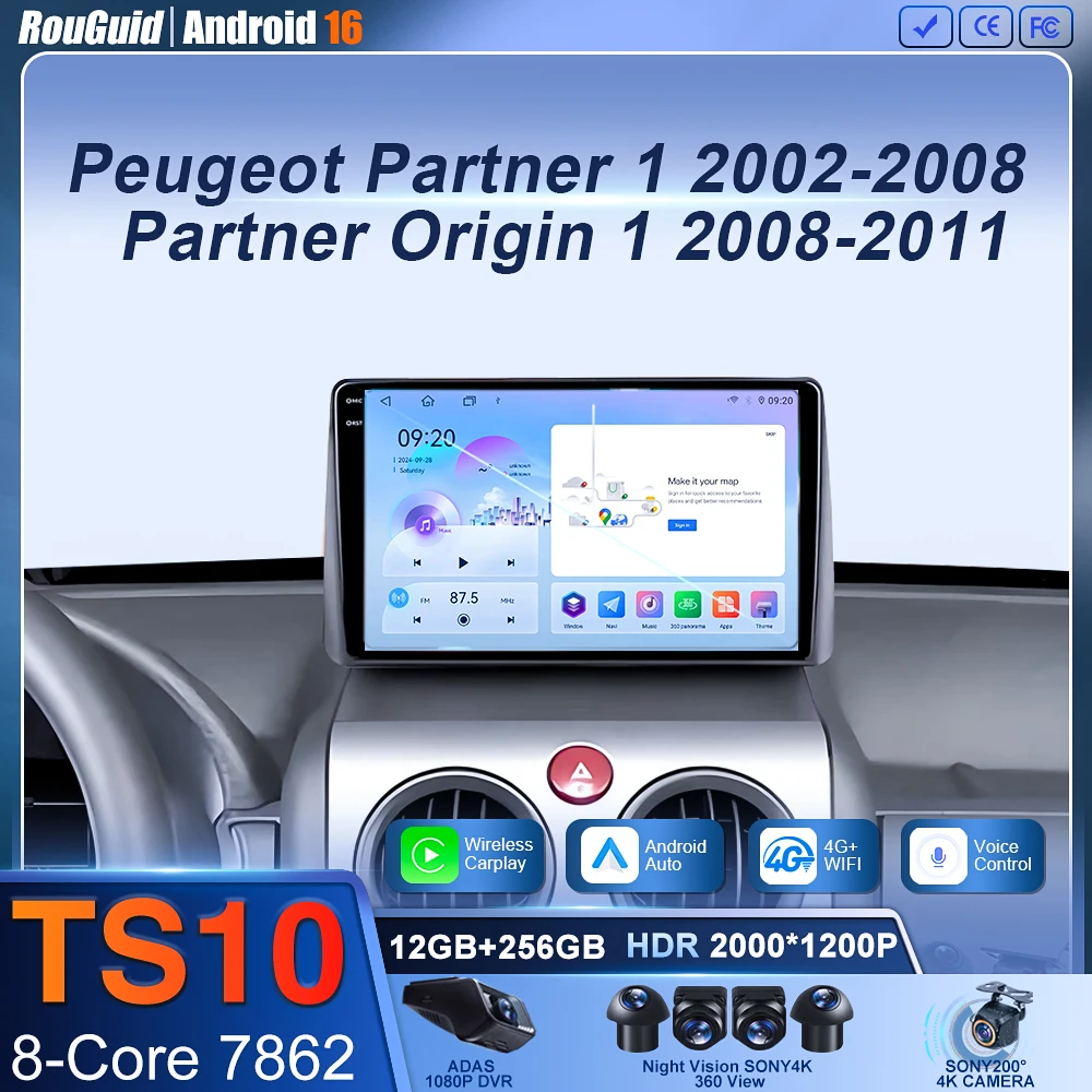 

Wireless Carplay For Peugeot Partner 1 2002 - 2008 Android Auto GPS Navi Car Radio Multimedia Player Bluetooth WiFi DSP Stereo