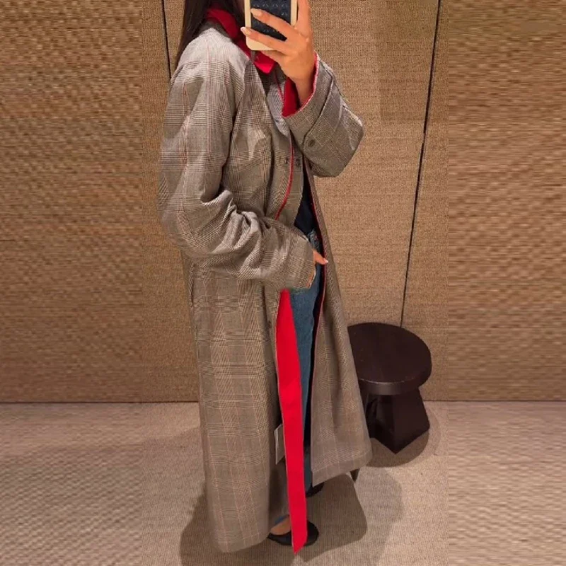 Trendy Fashion Reversible Trench Coat Casual Vintage Women Outerwear Chic Elegant Autumn Street Female Outfit