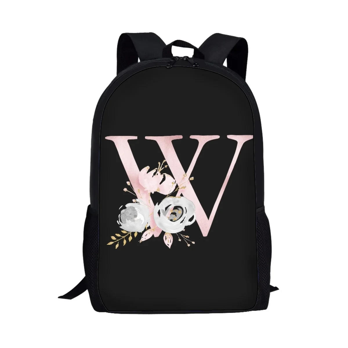 Mochila Art Letter Flower Design, mochila escolar para homens e mulheres, mochilas casuais de viagem para adolescentes para meninas e meninos