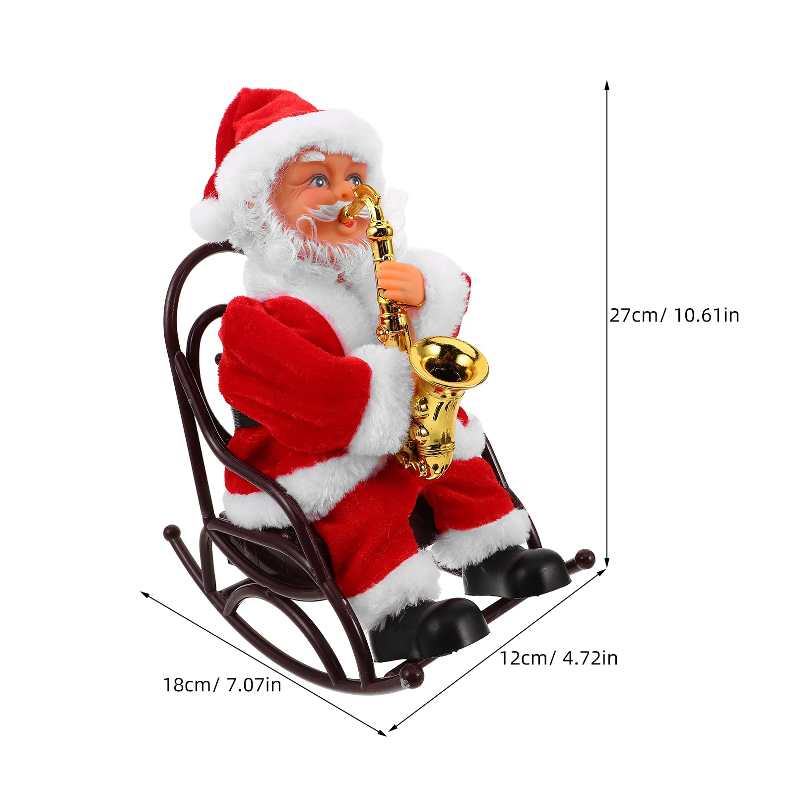 Babbo Natale elettrico natalizio con sedia da gioco per strumenti musicali - Decorazione natalizia animata vibrante per celebrazioni stagionali e