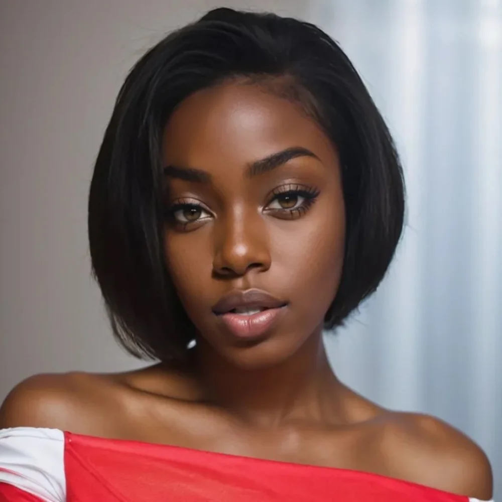 毎日使用する女性用人毛ウィッグ-ハロウィン-13x4-レース-ショートストレート人毛ウィッグ-ピクシーカットウィッグ