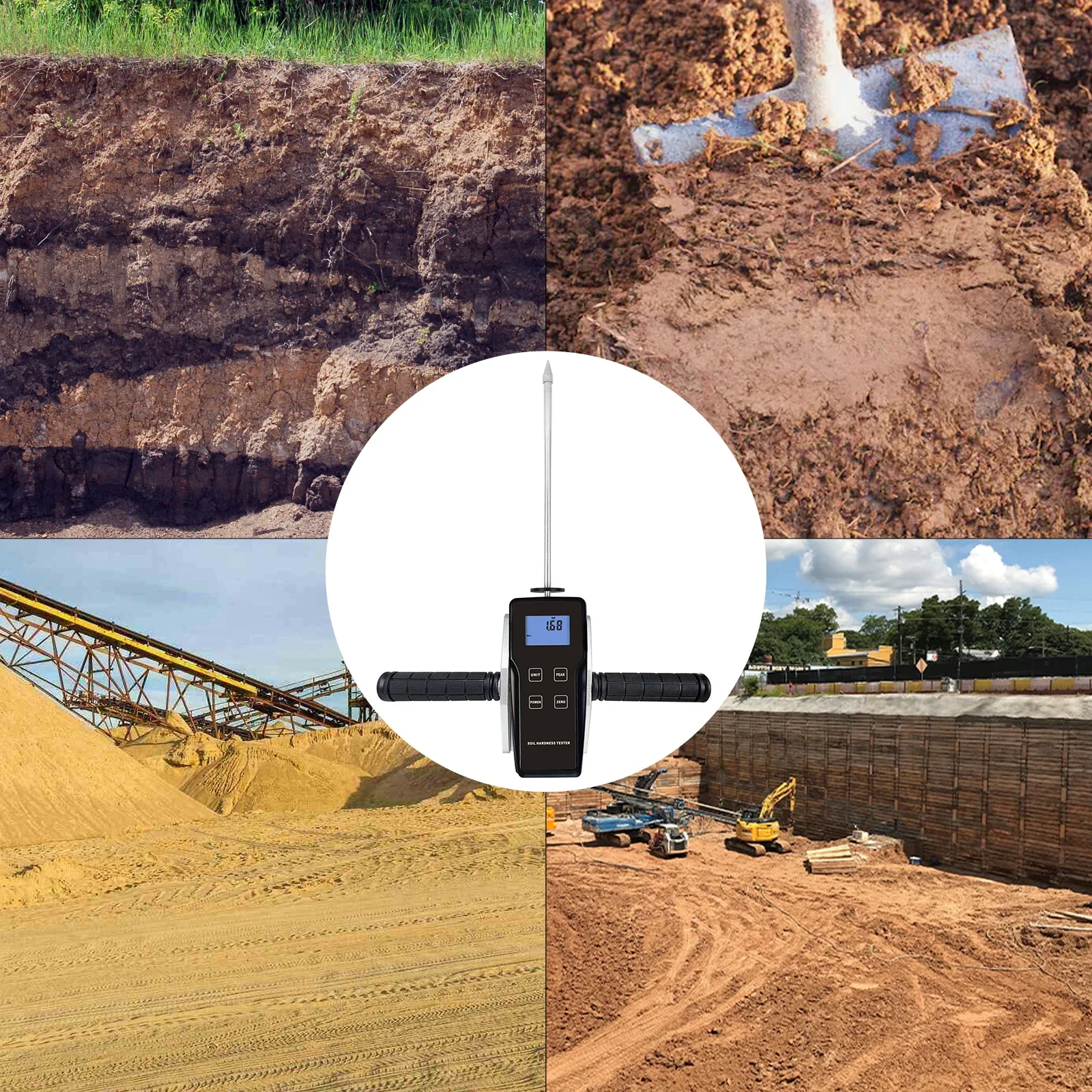 New Digital Precision Penetrometer High Precision Resolution 100kg 30cm Depth Soil Hardness Tester for Compaction Ground Testing