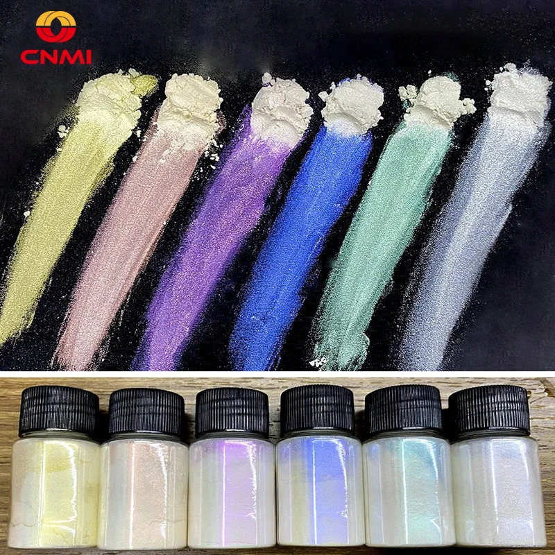 6Colors 10g White Peacock Pearl Mica Powder Car Paint Cosmetics Eyeshadow Nail Glitter Soap Dye Polarized Symphony Mica Pigment