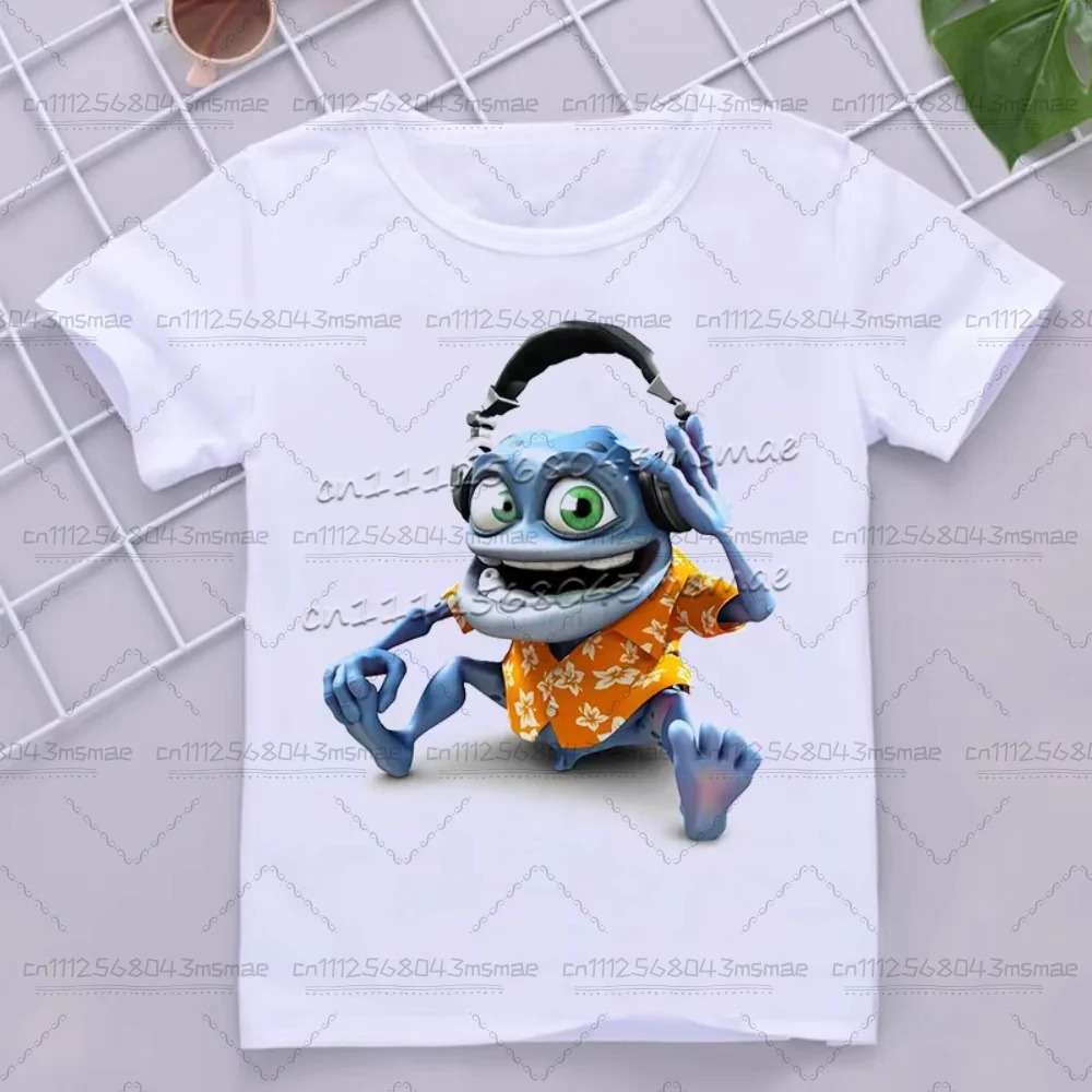 Funny Boys T Shirts New Crazy Frog Anime Cartoon Clothes Short Sleeved Shirt Tops Children Adults Parent Child Cotton T Shirts