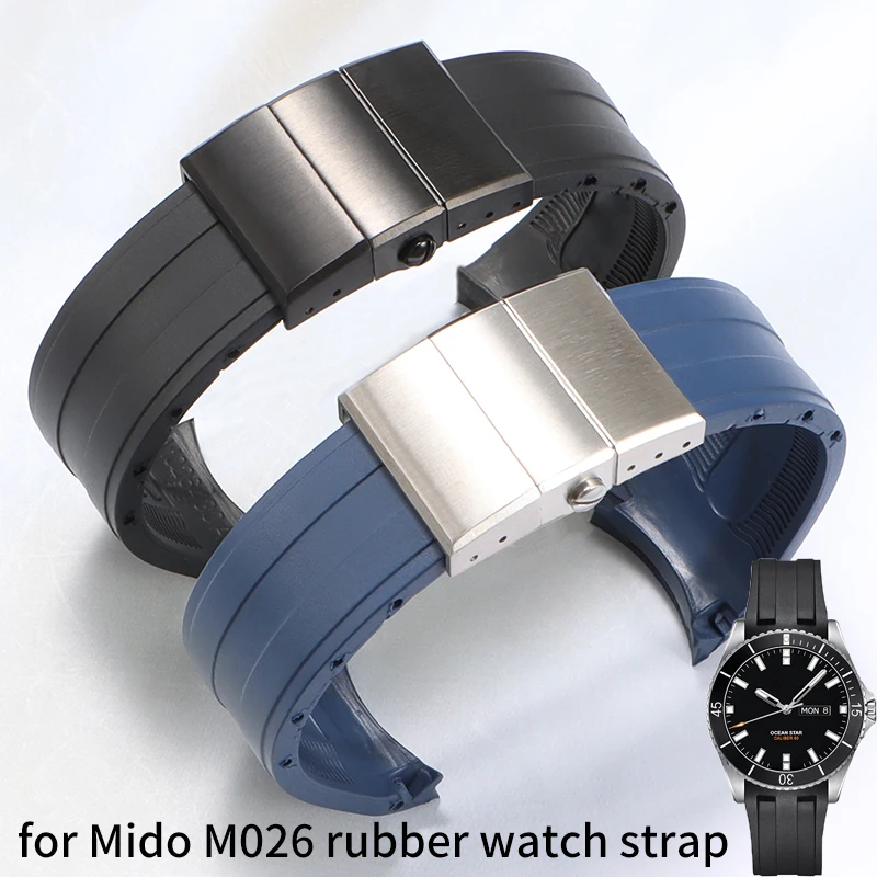 

Изогнутый силиконовый ремешок для часов 22 мм для Mido M026 M042, резиновый ремешок для часов, мужской ремешок для часов для дайвинга, длина зажима
