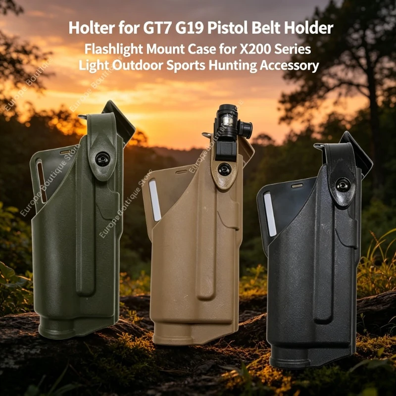 

G17 G19 Pistol Holster with Flashlight Mount for X200 Series Light Belt Holder Case Outdoor Hunting Sports Accessory