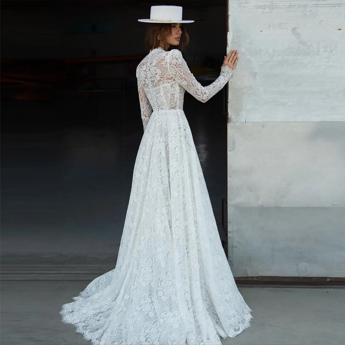 Customized Luxury V Neck A-Line Wedding Dresses Applique 3D Flowers Beading Lace Pleat Bridal Gown Vestidos De Noiva