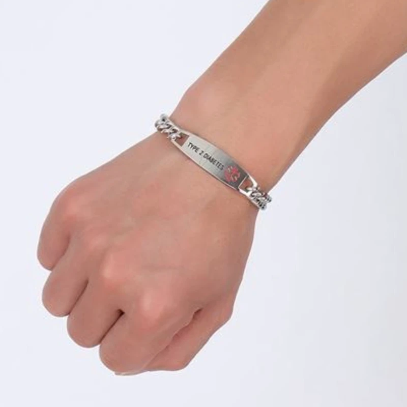 12MM gebogene Marke medizinische Logo Armbänder Edelstahl Männer Armband Modeschmuck – Detail 3