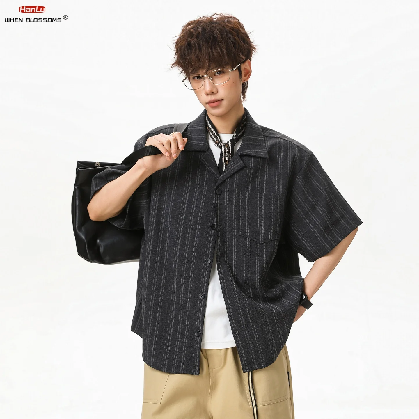 

Men's 2026 Vintage Old Money Camp Collar Striped Shirt Breathable Drape Loose Fit Cleanfit Short Sleeve Summer Top