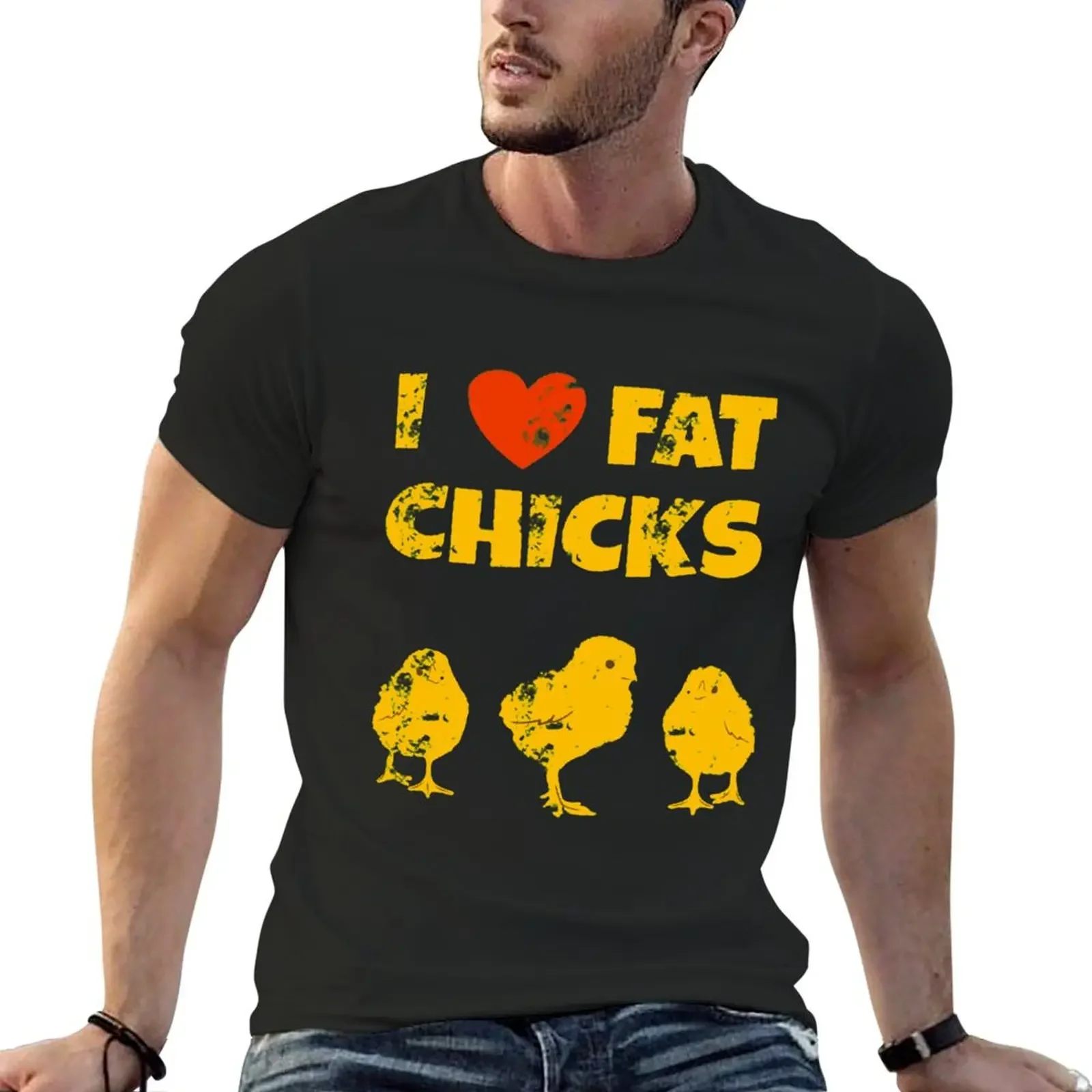 Chicken Farmer I Love Fat Chicks-4500 T-shirt hippie clothes vintage oversized t shirt men