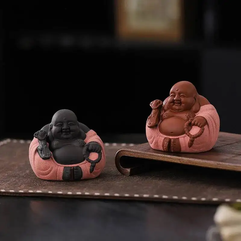 Purple Clay Buddha Tea Pet  Tea Play Lucky Ornament Handcrafted Cultivable Zen Tea Play Tea Table