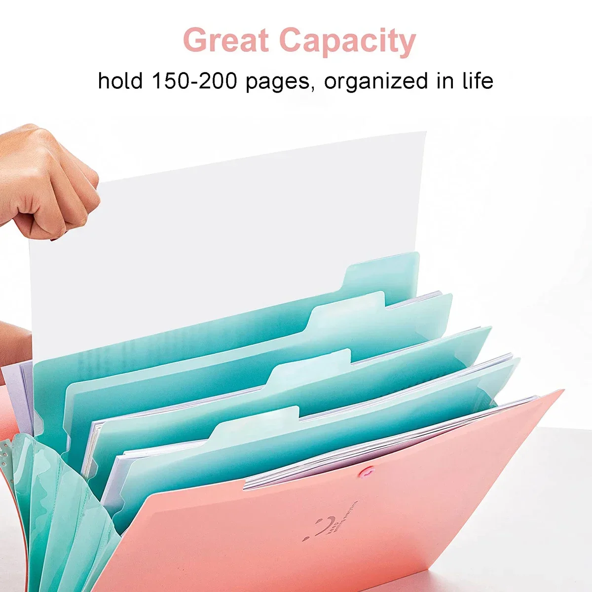 A4 Multi-layer Folder Button File Bag File Bag Candy Color Five Grid Organ Bag Large Capacity Korean Simple Office Stationery