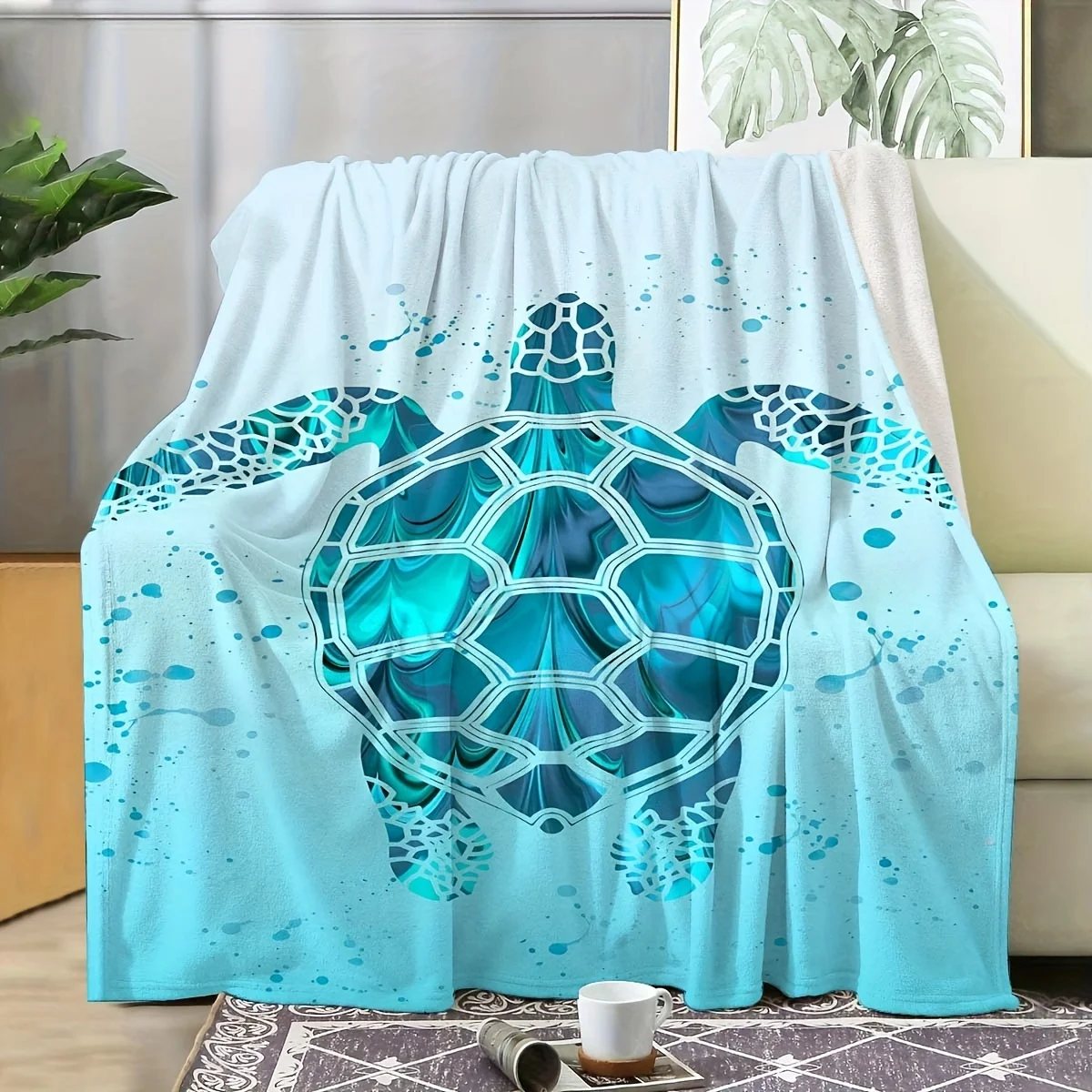 

Creative Sea Turtle Print Flannel Throw Blanket - Contemporary Style,Soft & Comfortable,for Travel, Sofa, Bed, Office Home Decor
