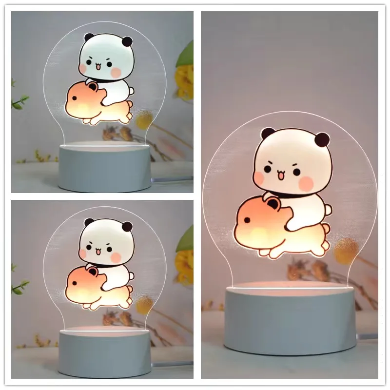 Bubu Dudu Led Night Light Remote Control Bear Panda Figures Lamp USB 16 Colors Adjustable Cartoon Home Decorative Christmas Gift