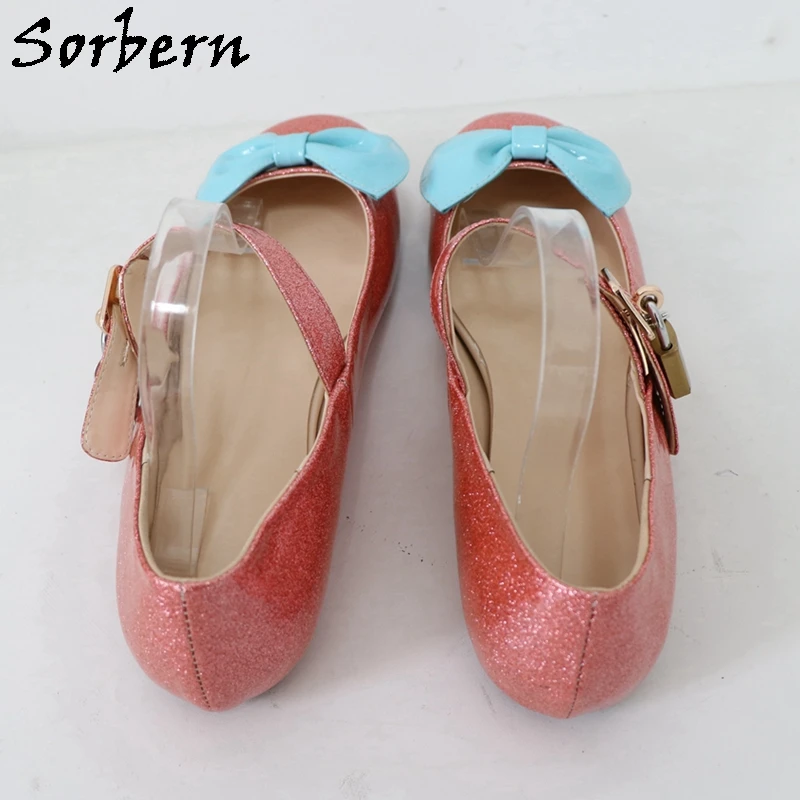 Sorbern Watermelon Glitter Flat Lolita Shoes Women Cute Round Toe Lockable Straps Mary Jane Shoe Custom Colors