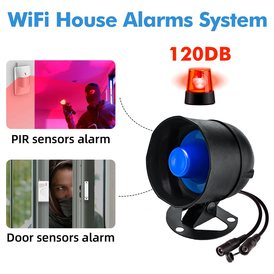 Sem fio tuya wifi anti roubo alto 120db detector de alarme porta sensor sirene alto-falante sistema segurança casa inteligente alexa compatível