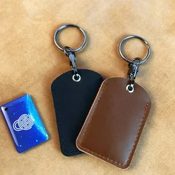 Protective ID Card Case Keychain Access Bag Key Tag Ring Cow Leather Card Holder Keychain Key Ring Door Lock Access Tags 5 Color
