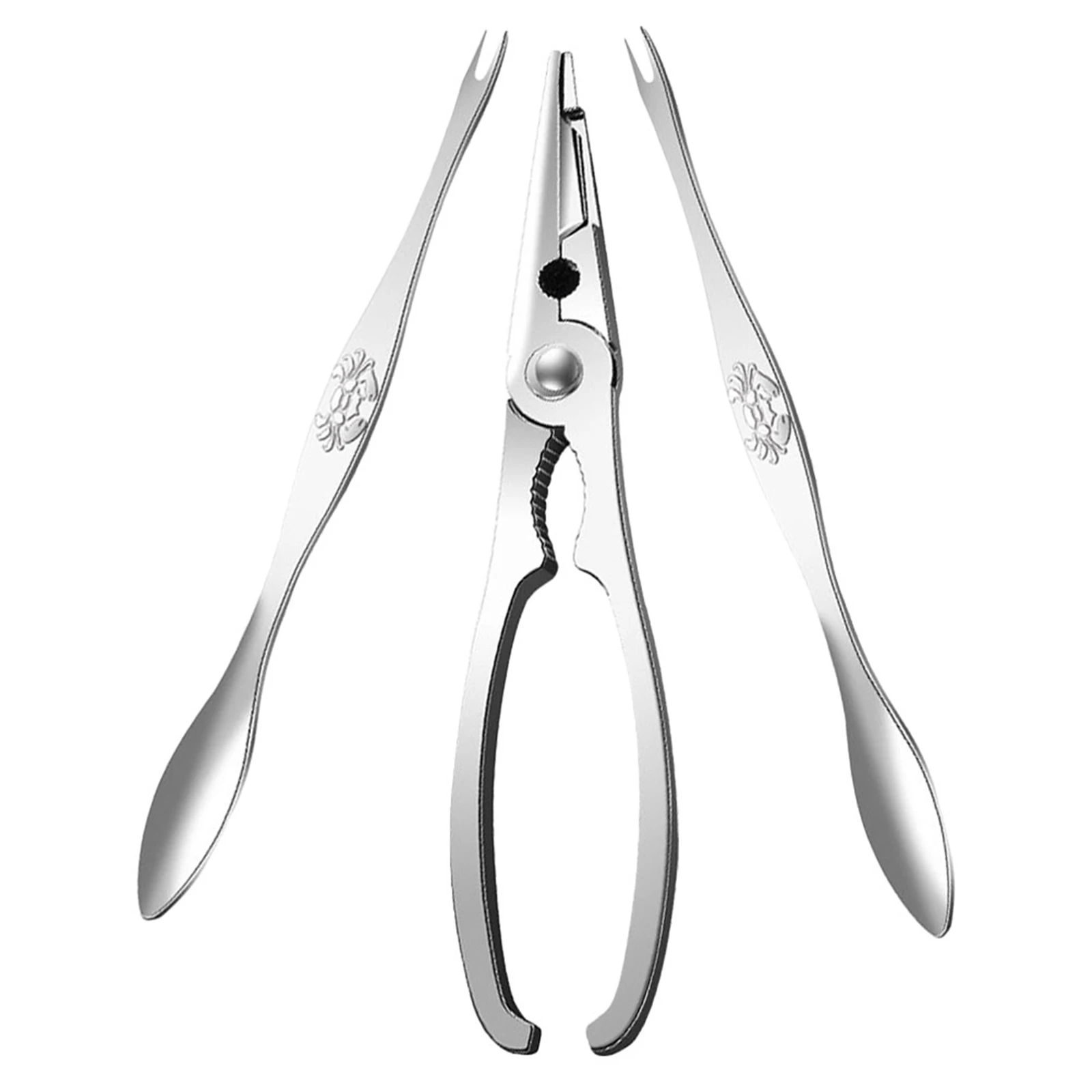 

1 Set Stainless Steel Crab Claw Crackers Lobster Forks Seafood Tools Set Ergonomic Anti-Slip Kitchen Utensils Crab Eating Tool