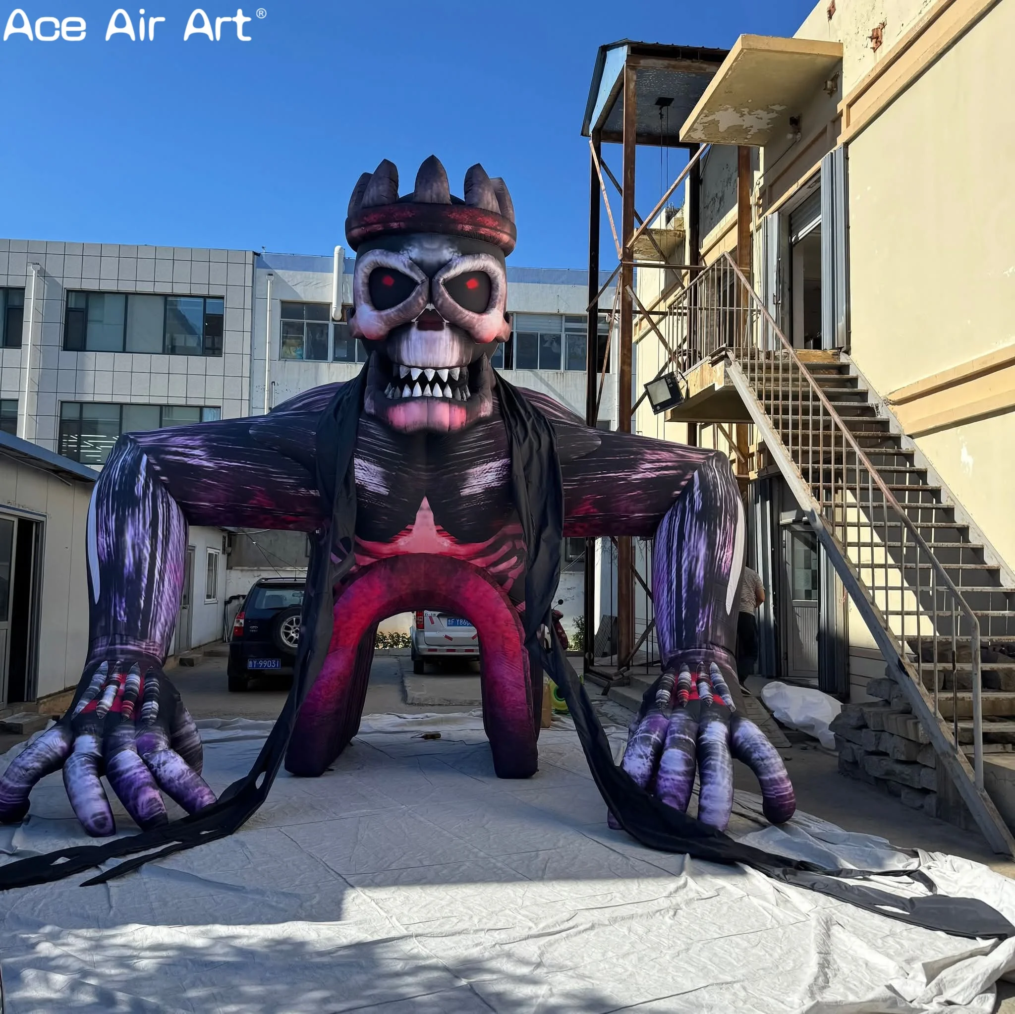 Scary Inflatable Halloween Arch with Death Face Haunted Entrance Decoration for Parties & Outdoor Events