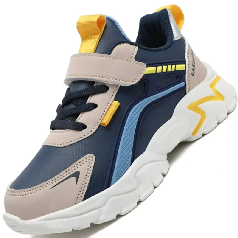 Zapatillas deportivas de cuero para niños y adolescentes, zapatos informales de ocio, cálidos, a la moda, fáciles de combinar, con amortiguación,