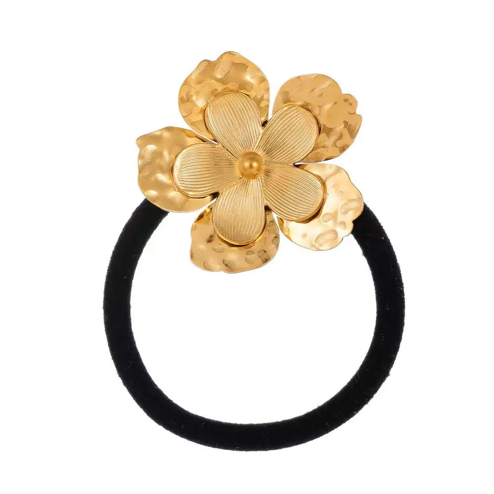 إكسسوارات شعر ذيل حصان من الفولاذ المقاوم للصدأ ، طبقات مزدوجة ، زهرة بخمس أوراق ، أزياء بسيطة ، رباط مطاطي ، غطاء رأس للسيدات ، هدية #1