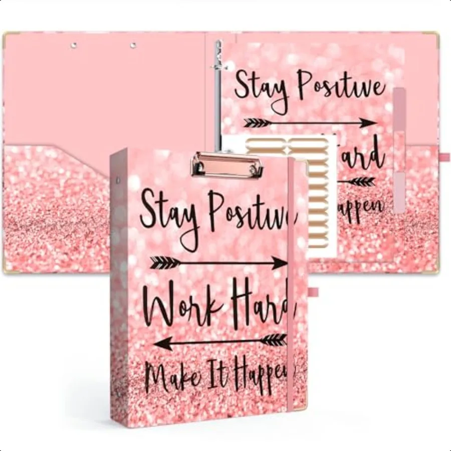 

3 Ring Binder 1 Inch Binder Organizer for Letter Size 8.5'' x 11'' with 5Tab Dividers and Pockets File Folders with Low Profile