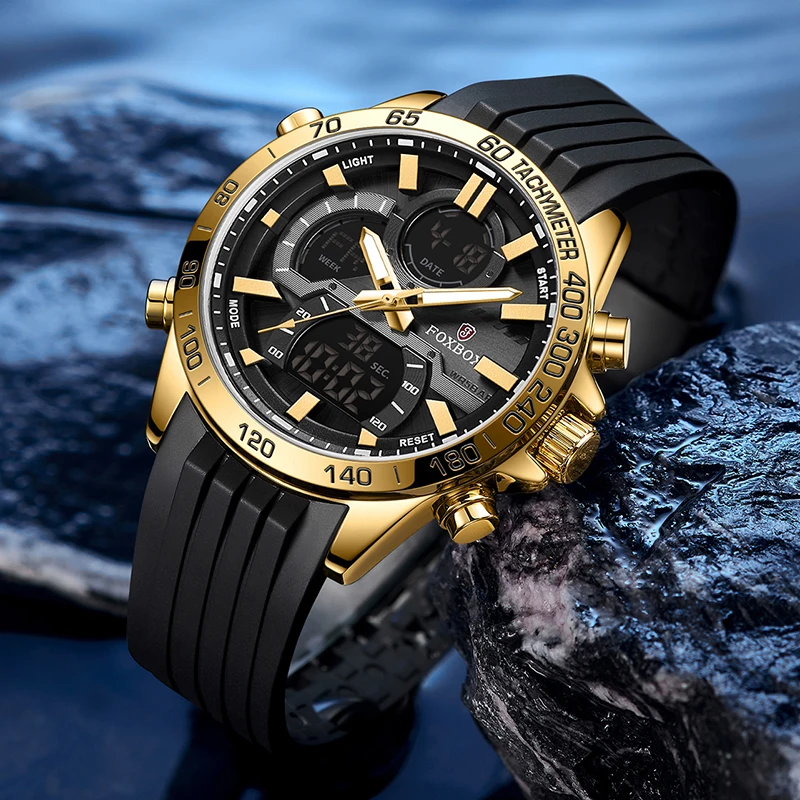 New FOXBOX Fashion Military Watches for Men Luxury Original Sports Chronograph ​Waterproof Quartz Wristwatch Relogios Masculino