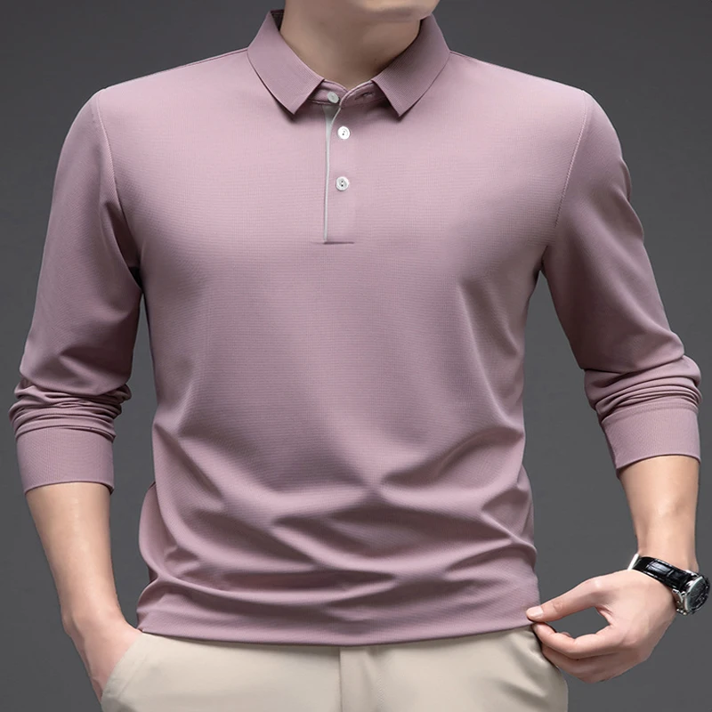 Polo de Golf de manga larga para hombre, Top informal de negocios a la moda, primavera y otoño, novedad de 2024