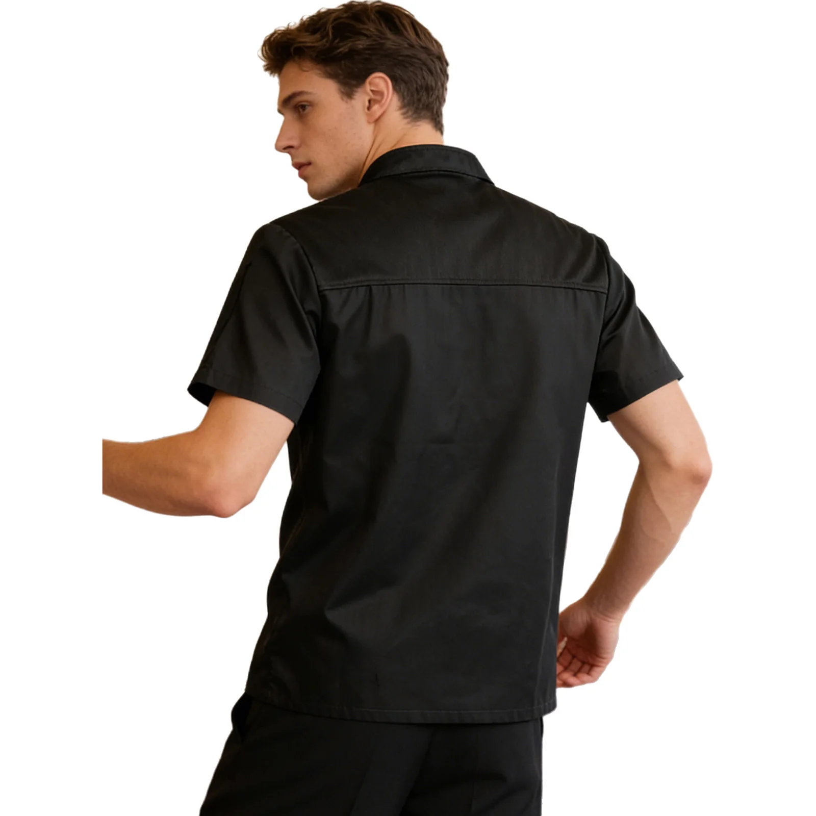 Mens Womens Cross-Over Collar Chef Tops Food Service Workwear Coat Kitchen Restaurant Hotel Unisex Cook Uniform with Pockets