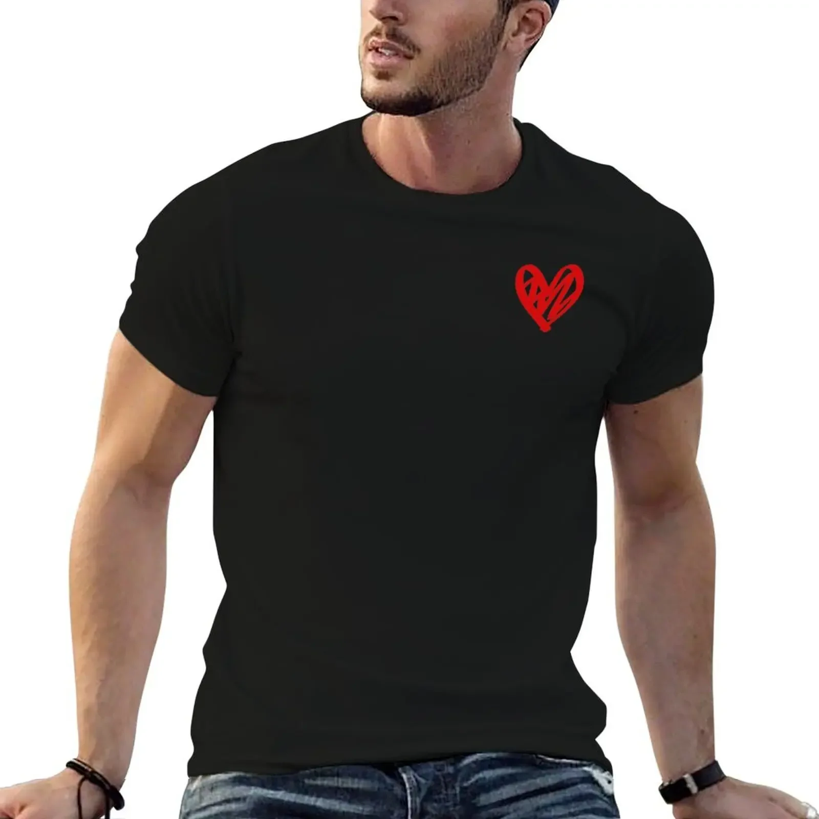 Valentine Heart Doodle T-Shirt shirts graphic quick-drying graphic t shirt vintage oversized graphic tee men clothes