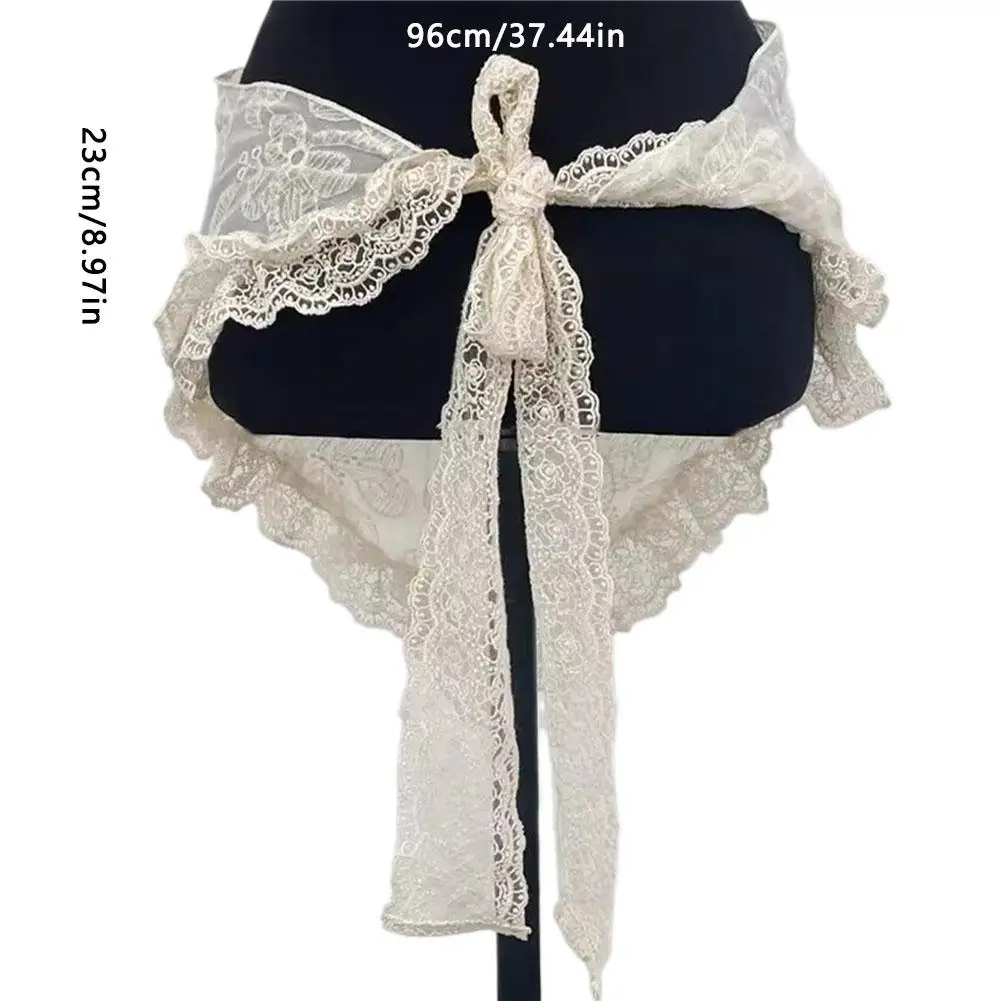 تنورة قصيرة من الدانتيل على شكل زهرة حلوة بنصف ستارة مع وشاح رأس رعوي وغطاء رأس منسوج مكدس للنساء #6